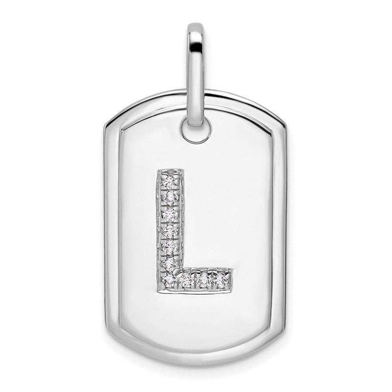 14K Weißgold Diamant Erkennungsmarke Charm mit Buchstabe L