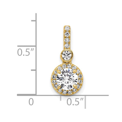 14K Gelbgold 1 Karat Im Labor Gezüchtet Diamant Vs+ F+ Rund Komplett Heiligenschein Anhänger