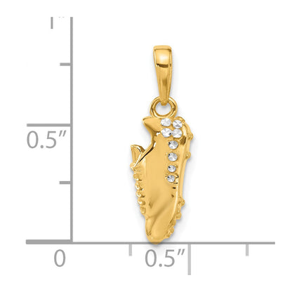 14K Gelbgold und Rhodium Anhänger „Fußballschuh" mit Diamantschliff