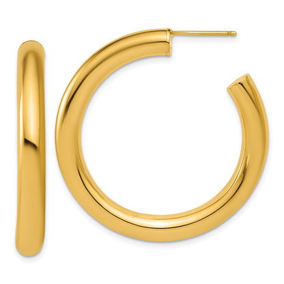 14K Gelbgold Poliert 5.0 X 40mm Röhre C-hoop Ohrstecker