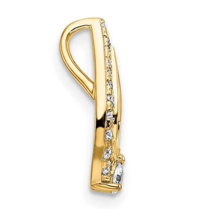14K Gelbgold Poliert 1/4 Karat Diamant Tropfen Kette Anhänger