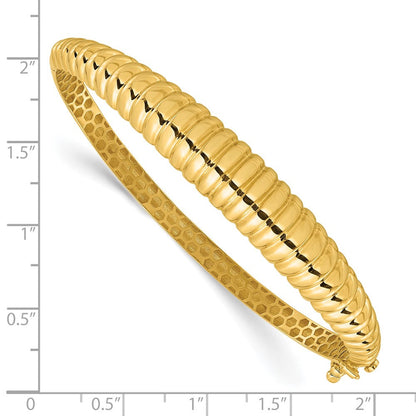 14K Gelbgold Poliert und Strukturiert Abgestuft Klappbar Oval Armreif Armband