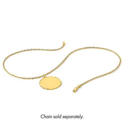 14K Gelbgold Geätzt Kante Gravierbar Rund 26.6mm Plättchen Charm