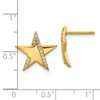 14K Gelbgold Ohrstecker poliert Stern mit 0,125 Karat Diamanten