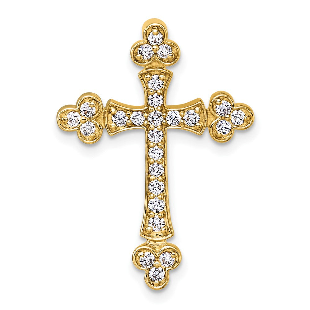 14K Gelbgold 1/2 Karat Diamant Knospend Kreuz Kette Anhänger