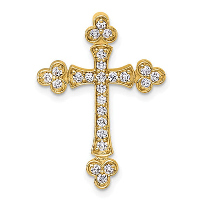 14K Gelbgold 1/2 Karat Diamant Knospend Kreuz Kette Anhänger