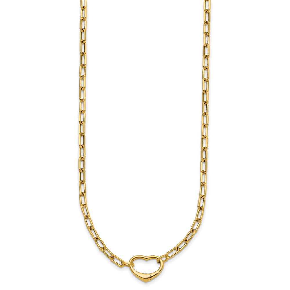 14K Gelbgold Poliert Oval Glieder mit Herz Verschluss 18 Zoll Halskette Able To Convert To Armband