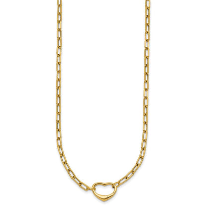 14K Gelbgold Poliert Oval Glieder mit Herz Verschluss 18 Zoll Halskette Able To Convert To Armband