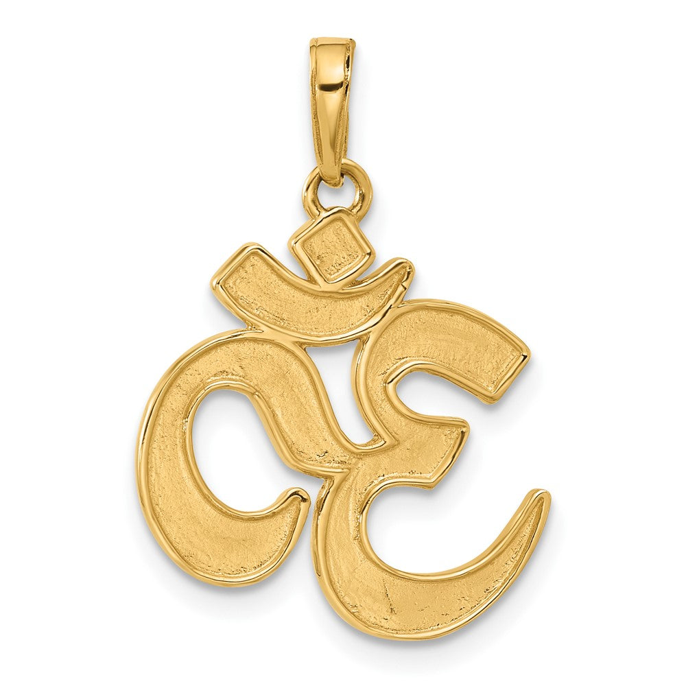 14K Gelbgold und Rhodium Om-Anhänger, diamantiert