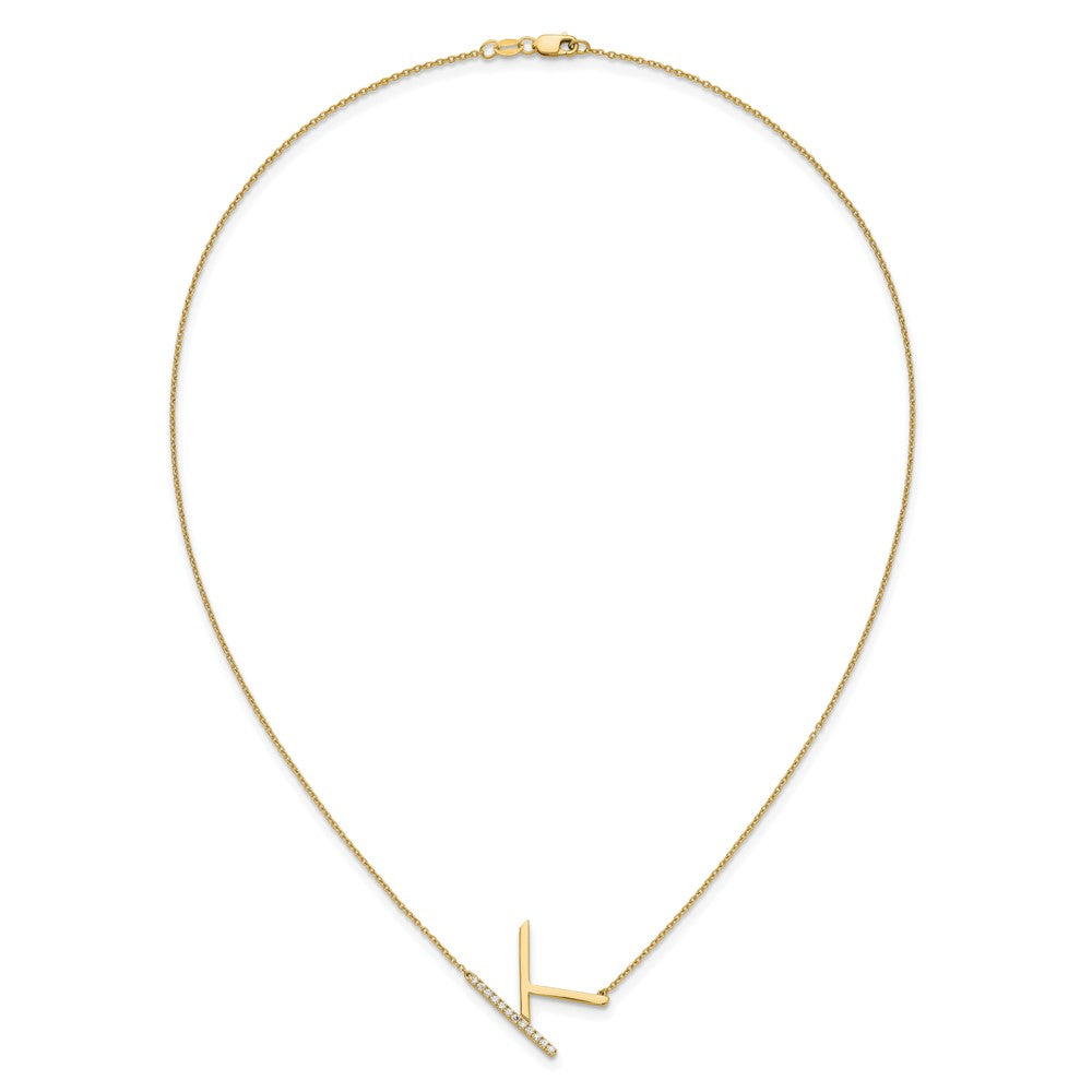 14K Gelbgold Seitlich Diamant Initiale K 18 Zoll Halskette
