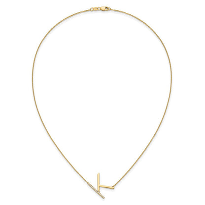14K Gelbgold Seitlich Diamant Initiale K 18 Zoll Halskette