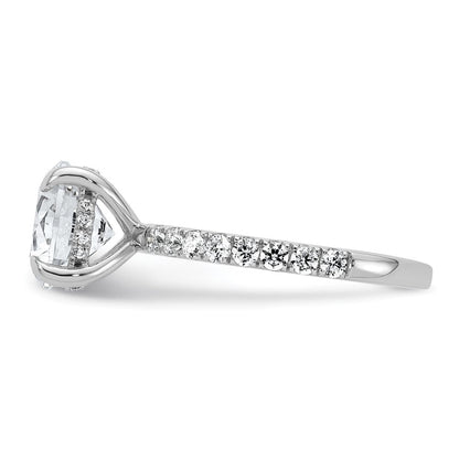 14K Weißgold Verlobungsring mit Solitär und Flair, 3,5K zertifizierter im Labor gezüchteter Diamant VS/SI+ G+ im Rundschliff