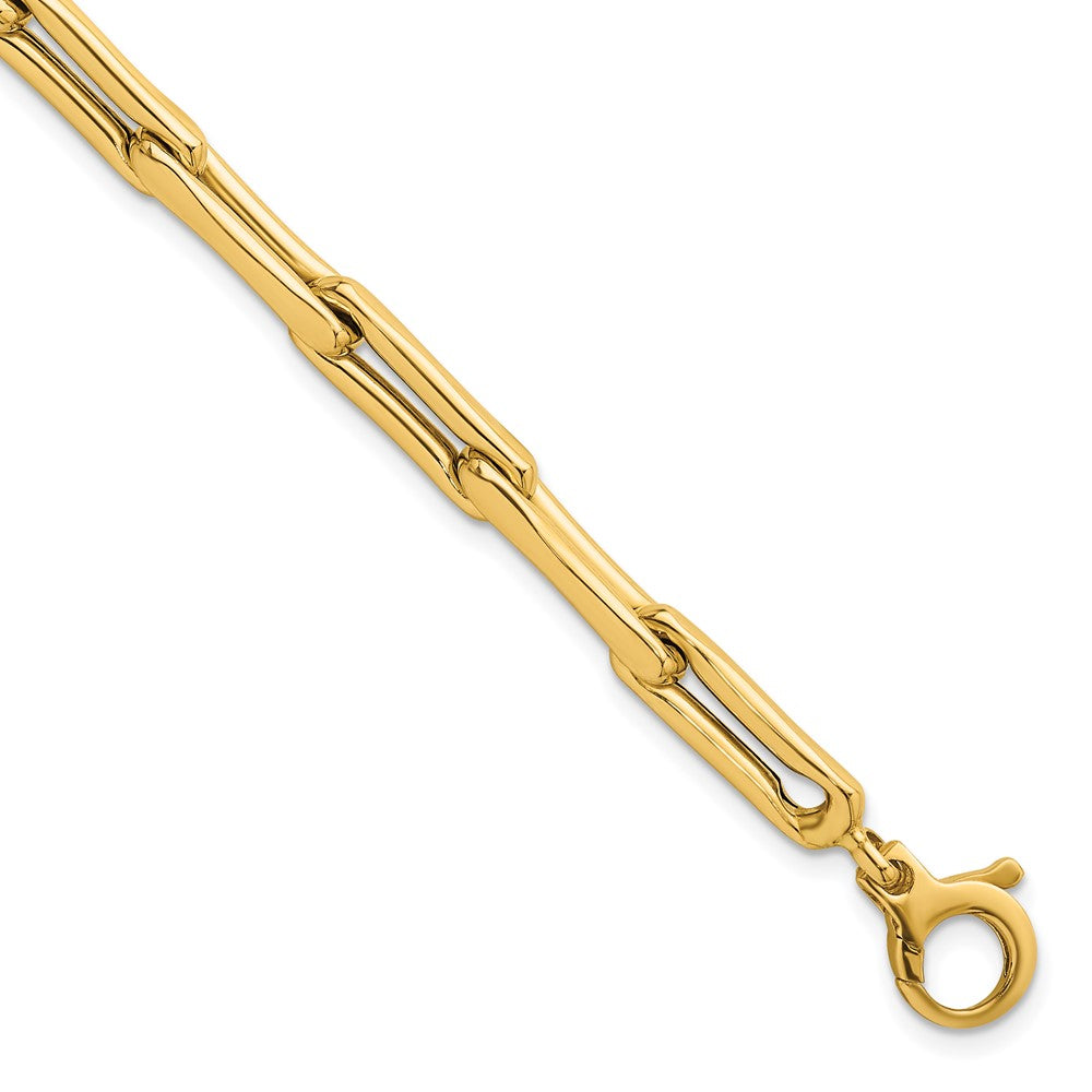 14K Gelbgold Poliert 5.7mm Fantasie Lang Glieder Gliederarmband