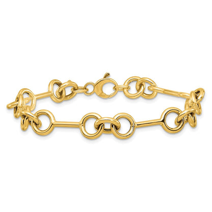 14K Gelbgold Poliert 8.4mm Fantasieglieder Gliederarmband