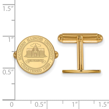 14K Gelbgold Gold Logoart Southern Illinois University Wappen Manschette Knöpfe