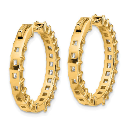 14K Gelbgold Creolen mit 6,125 ct. Laborgezüchteten Diamanten im Prinzessin-Schliff, Reinheit VS/SI+, Farbe G+, innen und außen vollständig besetzt
