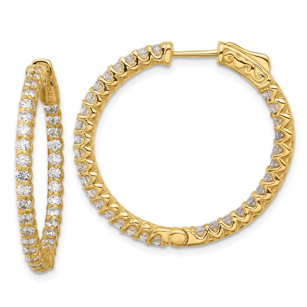 14K Gelbgold 2.3 Karat Diamant In/out Creole mit Sicherheits Verschluss Ohrringe