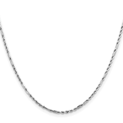 14K Weißgold 1.8mm Diamantiert Milano Kordel Halskette