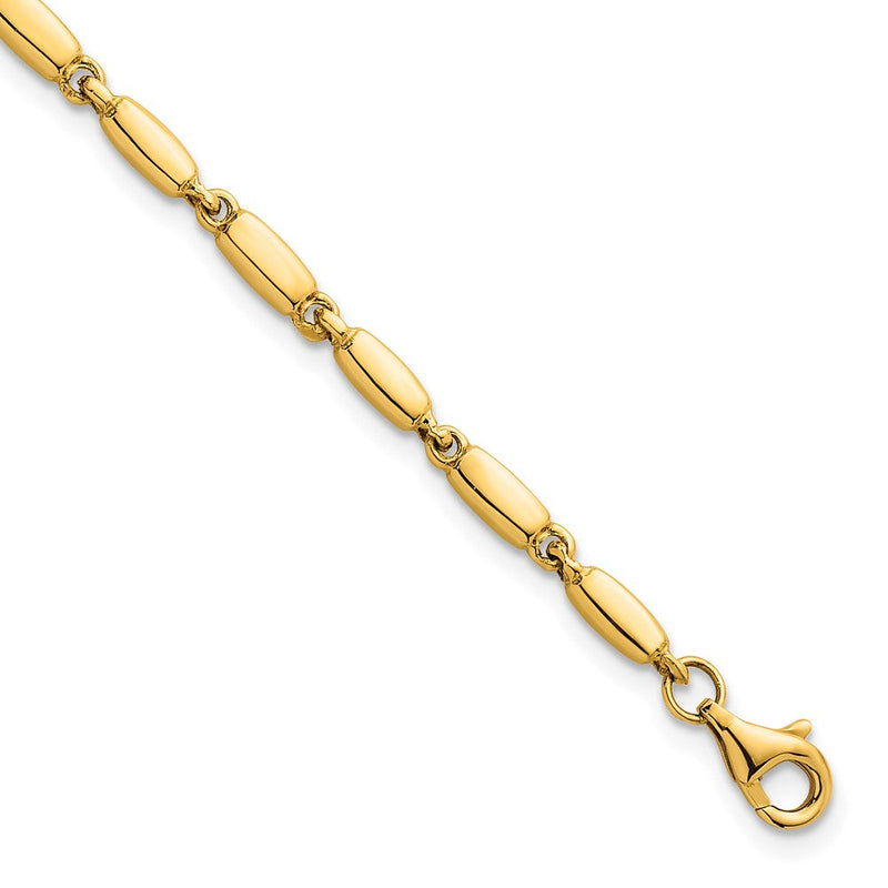 14K Gelbgold Poliert 3mm Fantasie Stab Glieder 7.5 Zoll Armband