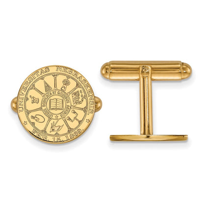 14K Gelbgold Gold Logoart University Of Nebraska Wappen Manschette Knöpfe