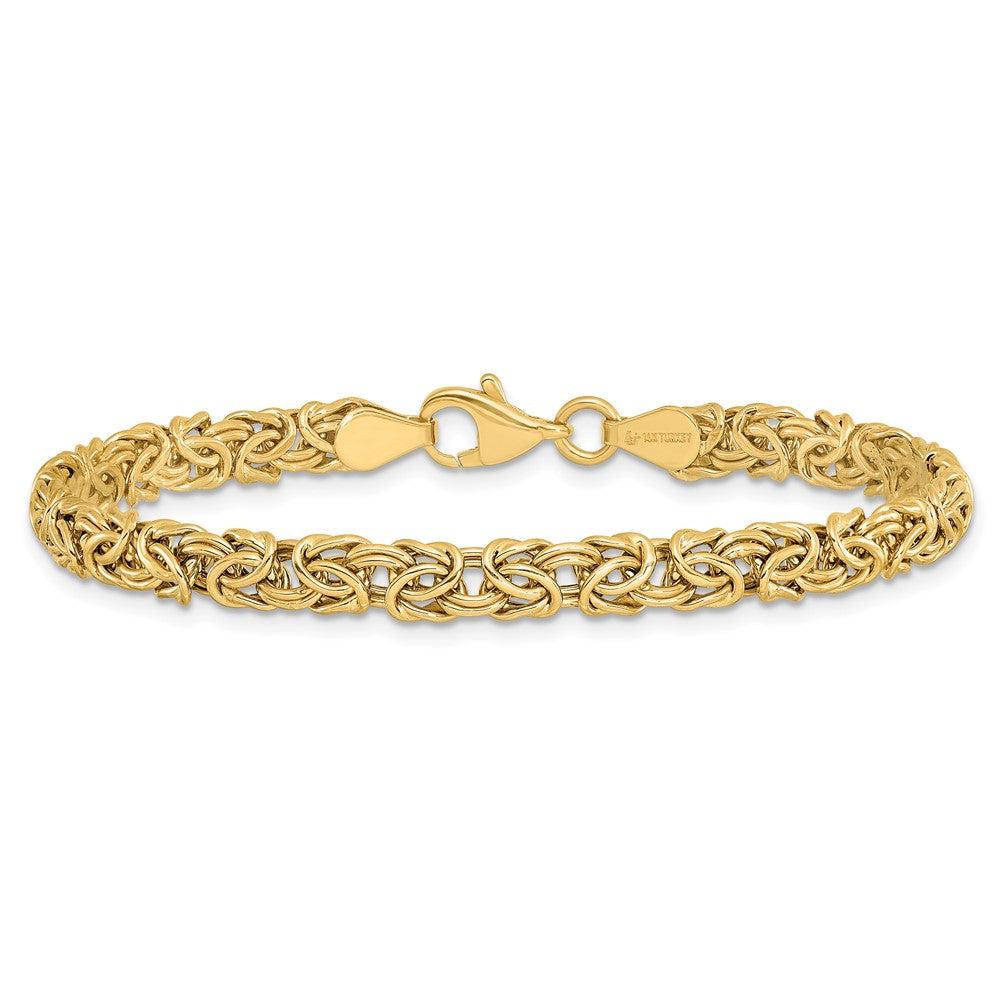 14K Gelbgold Poliert Byzantiner 7 Zoll Armband