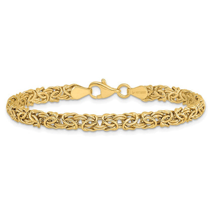 14K Gelbgold Poliert Byzantiner 7 Zoll Armband