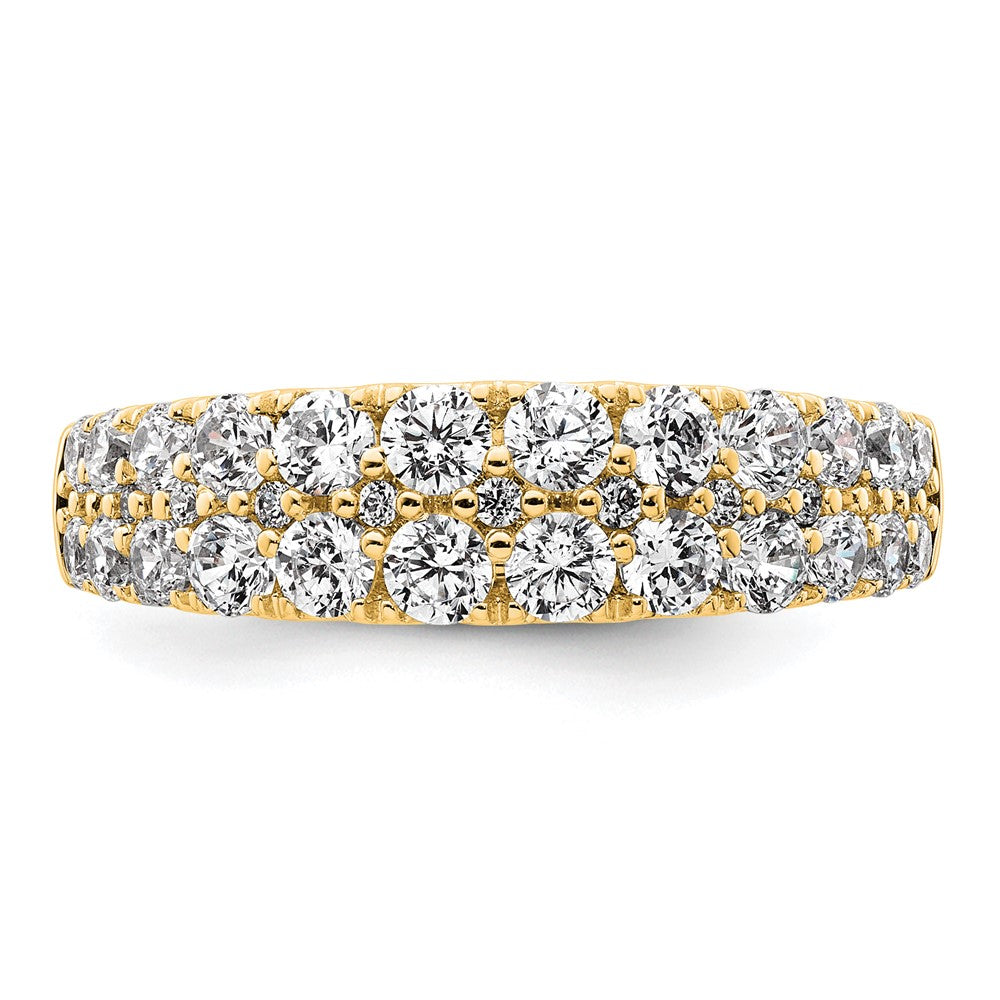True Origin 14K Gelbgold Verlobungsring mit 1,25 ct. laborgezüchteten Diamanten VS+ F+, zweireihig, kompletter Ehering
