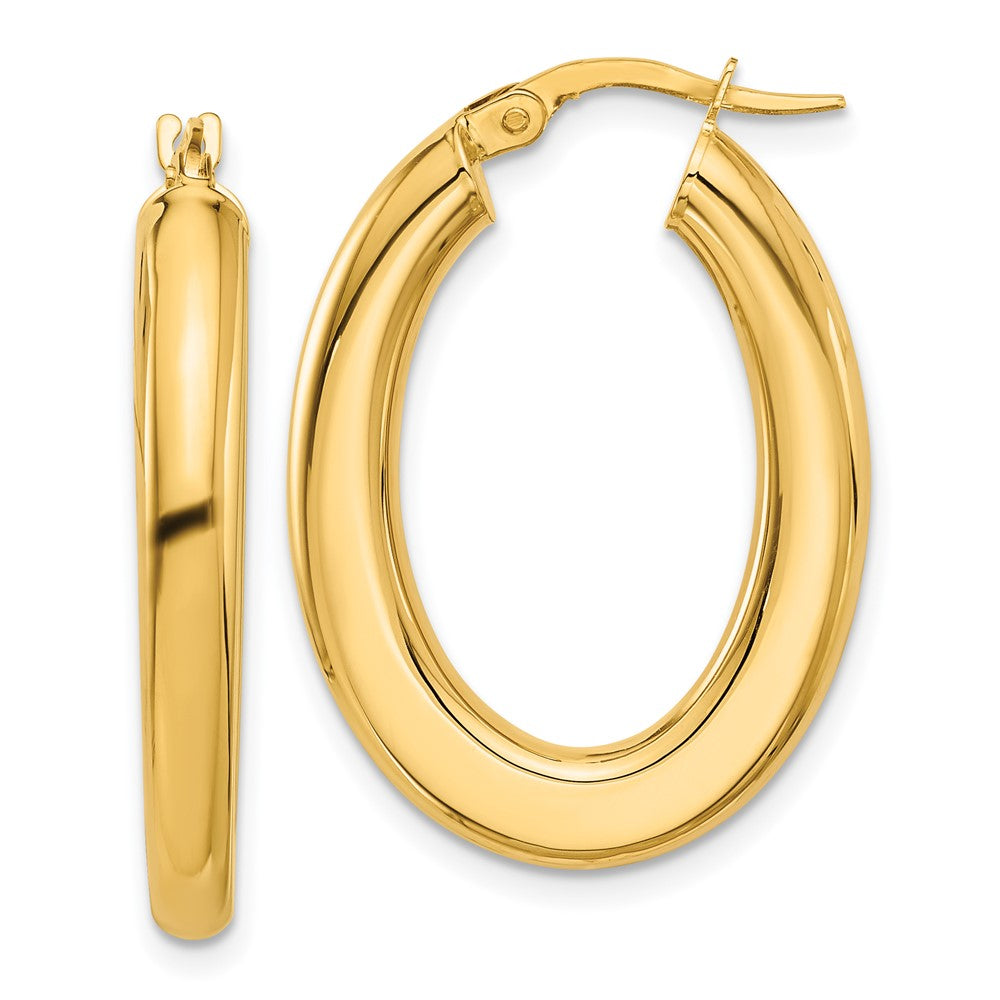 14K Gelbgold 3x29mm Poliert Oval Röhre Creolen
