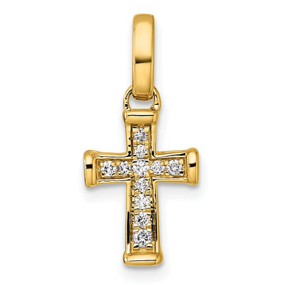 14K Gelbgold Kleiner Diamant-Kreuzanhänger, 0,10 Karat, Lateinisches Kreuz