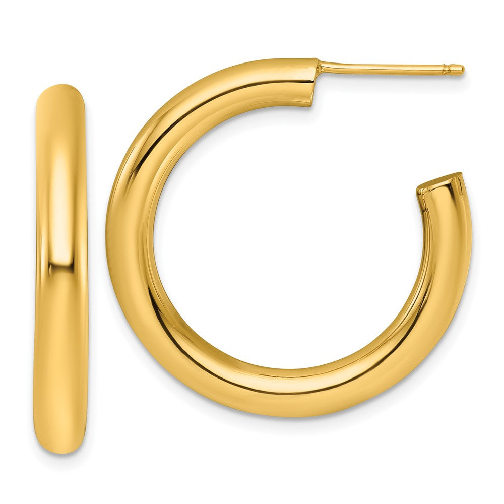 14K Gelbgold Poliert 4.0 X 30mm Röhre C-hoop Ohrstecker