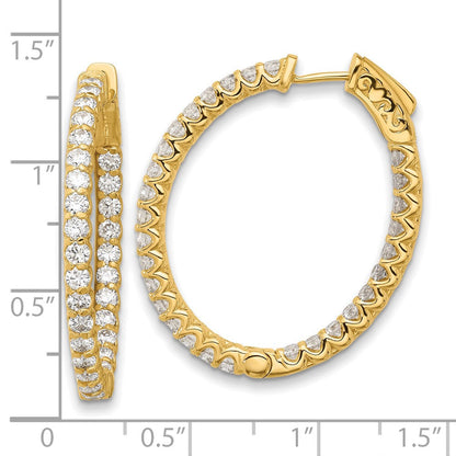 14K Gelbgold 2.9 Karat Diamant In/out Oval Creole mit Sicherheits Verschluss Ohrringe