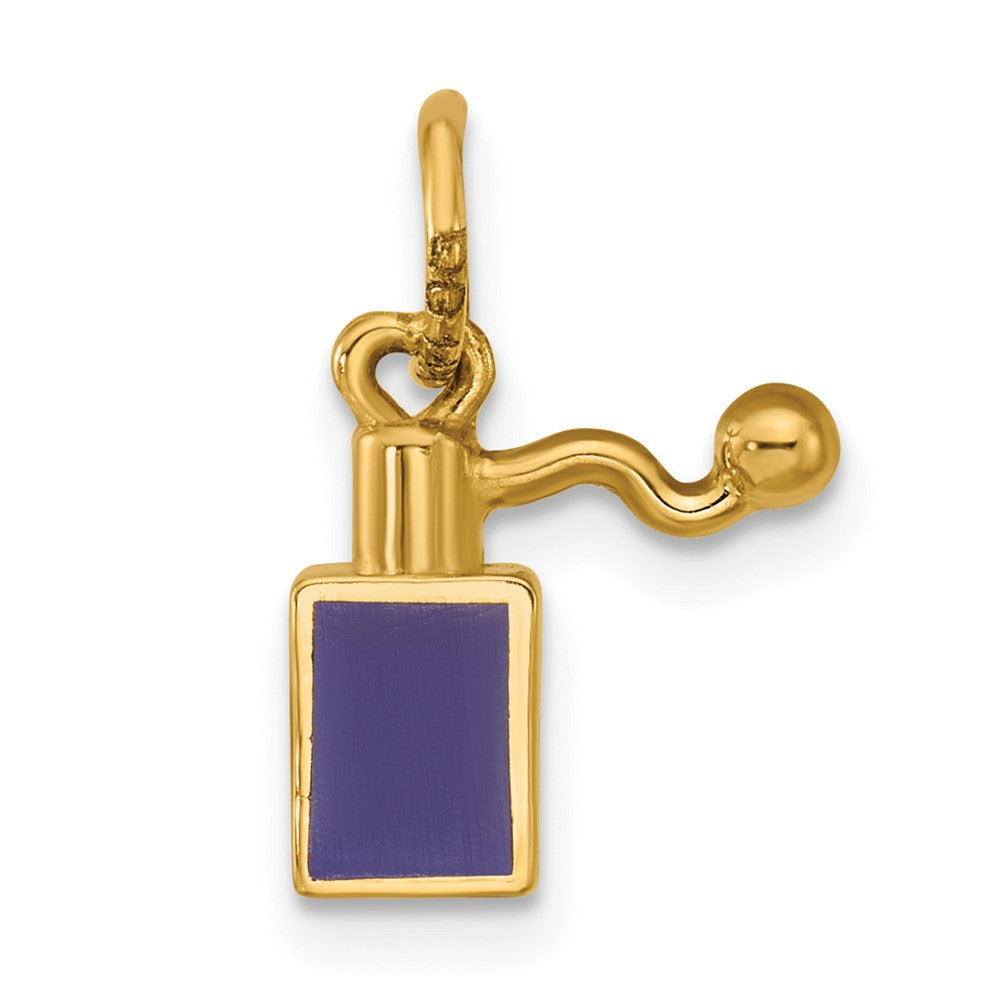 14K Gelbgold Charm "Parfümflakon" quadratisch mit blauer Emaille