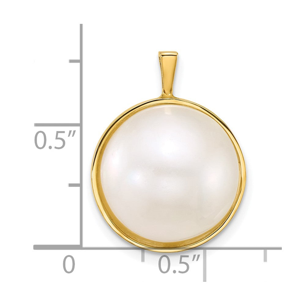 14K Gelbgold 14-15mm Rund Salzwasser Zucht Mabe Perle Anhänger