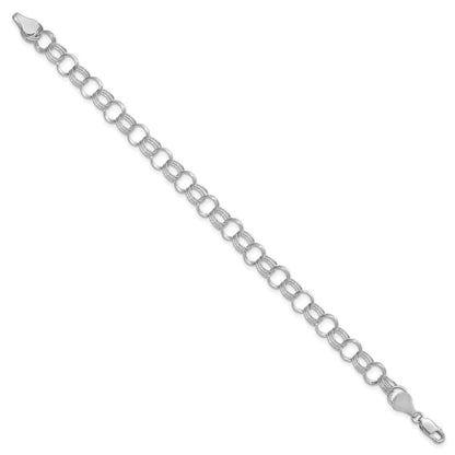14K Weißgold 7mm Massiv Dreifach Glieder Charm Armband