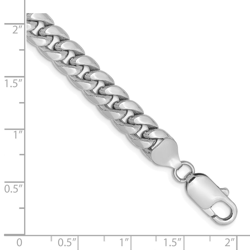 14K Weißgold 7.3mm Halbmassiv Miami Kubanisch Gliederarmband