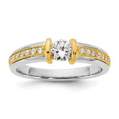 14K Bicolor Gold.5ct Damen Diamant Ehering Ring