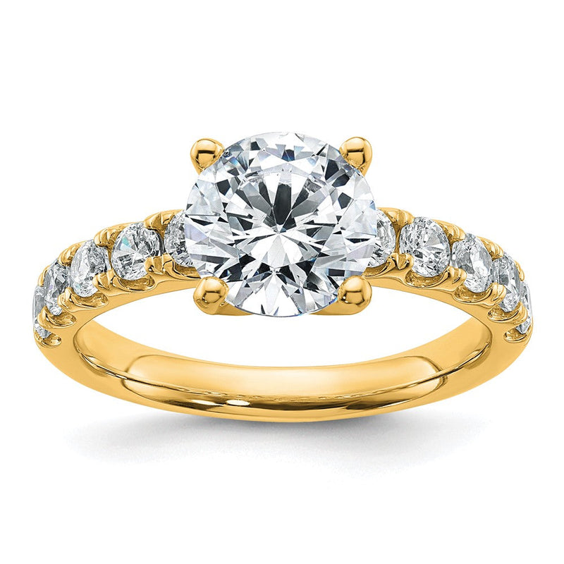 14K Gelbgold Zertifiziert 3 3/4 Karat Im Labor Gezüchtet Diamant Vs+ F+ Rund Komplett Verlobungsring