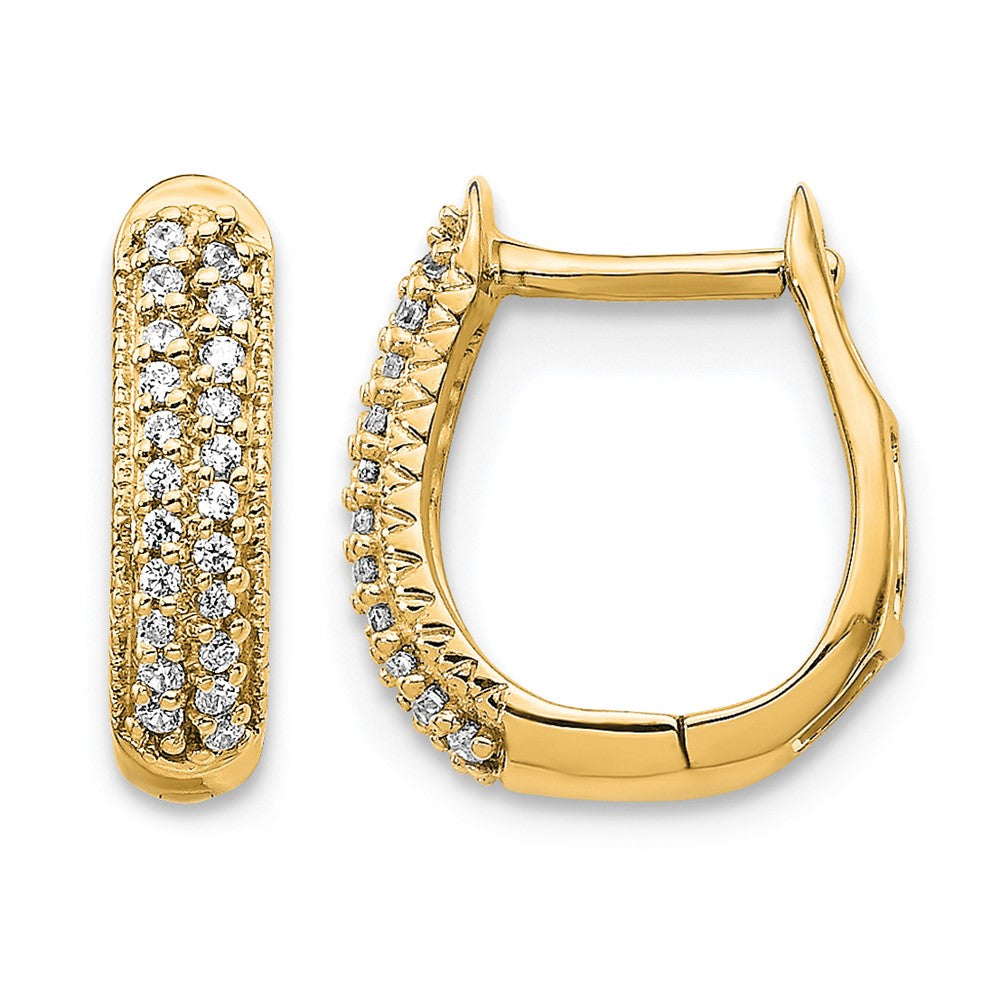 14K Gelbgold Creolen mit Scharnier, zweireihig, 0,17 ct. Diamanten