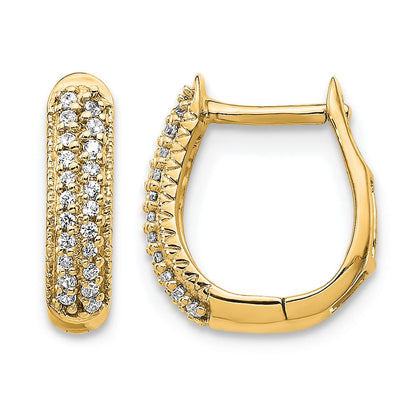 14K Gelbgold Creolen mit Scharnier, zweireihig, 0,17 ct. Diamanten