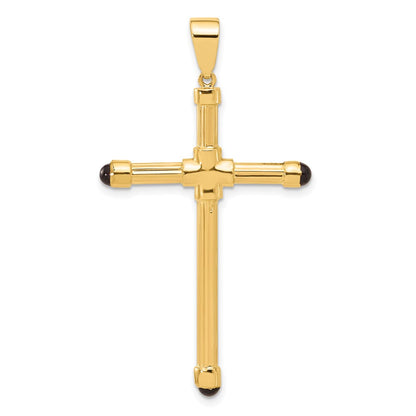 14K Gelbgold Polierter Anhänger mit Kreuz aus schwarzem Onyx