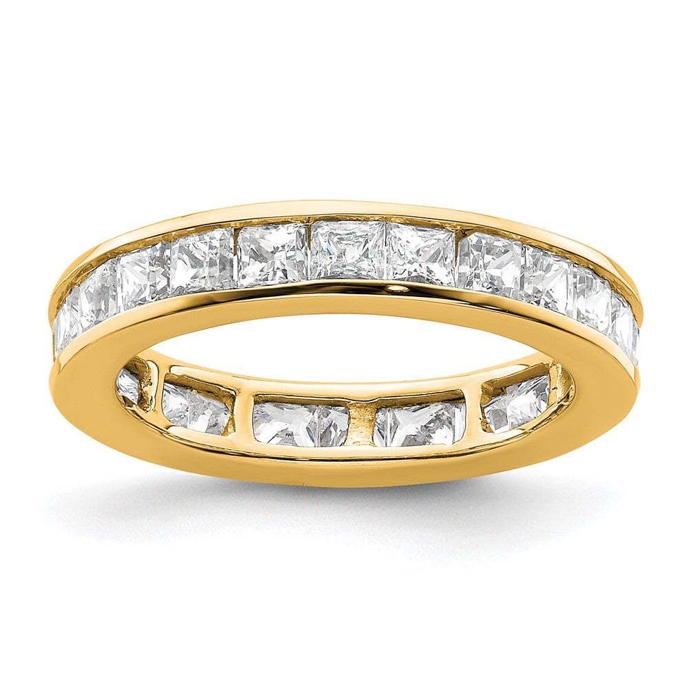 14K Gelbgold Poliert Größe 5 Kanalfassung-set 2 Karat Princess Diamant Komplett Memoire Ehering Ring