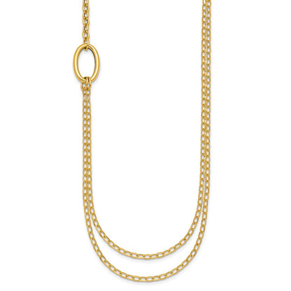 14K Gelbgold Poliert Oval Doppelt Strang Ankerkette Kette 18 Zoll Halskette