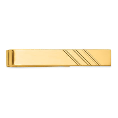 14K Gelbgold Herren Gerillt Gravierbar Krawatten Stab