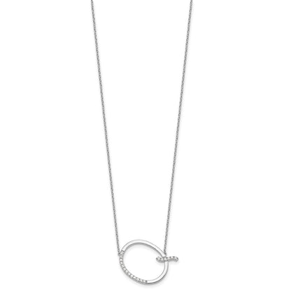 14K Weißgold Seitlich Diamant Initiale Q 18 Zoll Halskette