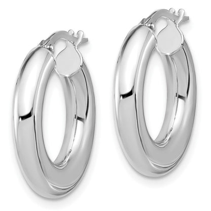 14K Weißgold 3x23mm Poliert Röhre Creolen