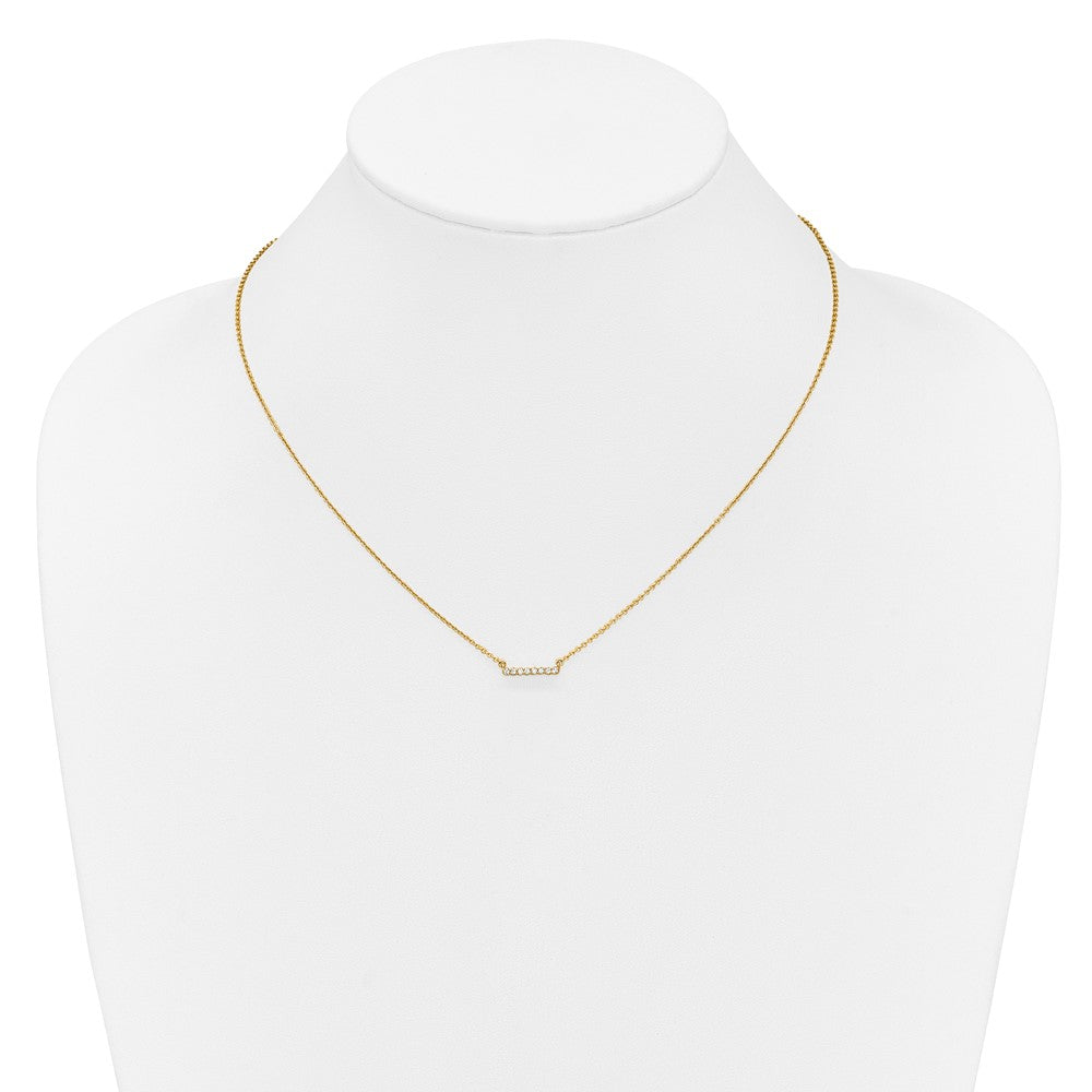 14K Gelbgold Poliert 1/10 Karat Diamant Stab 18 Zoll Halskette