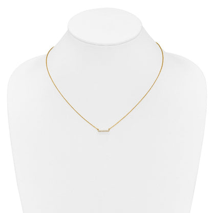 14K Gelbgold Poliert 1/10 Karat Diamant Stab 18 Zoll Halskette