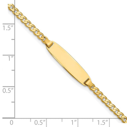 14K Gelbgold Poliert Massiv Kette/solid Platte Panzer Glieder 19.5x5.5mm Platte 8 Zoll Id Armband