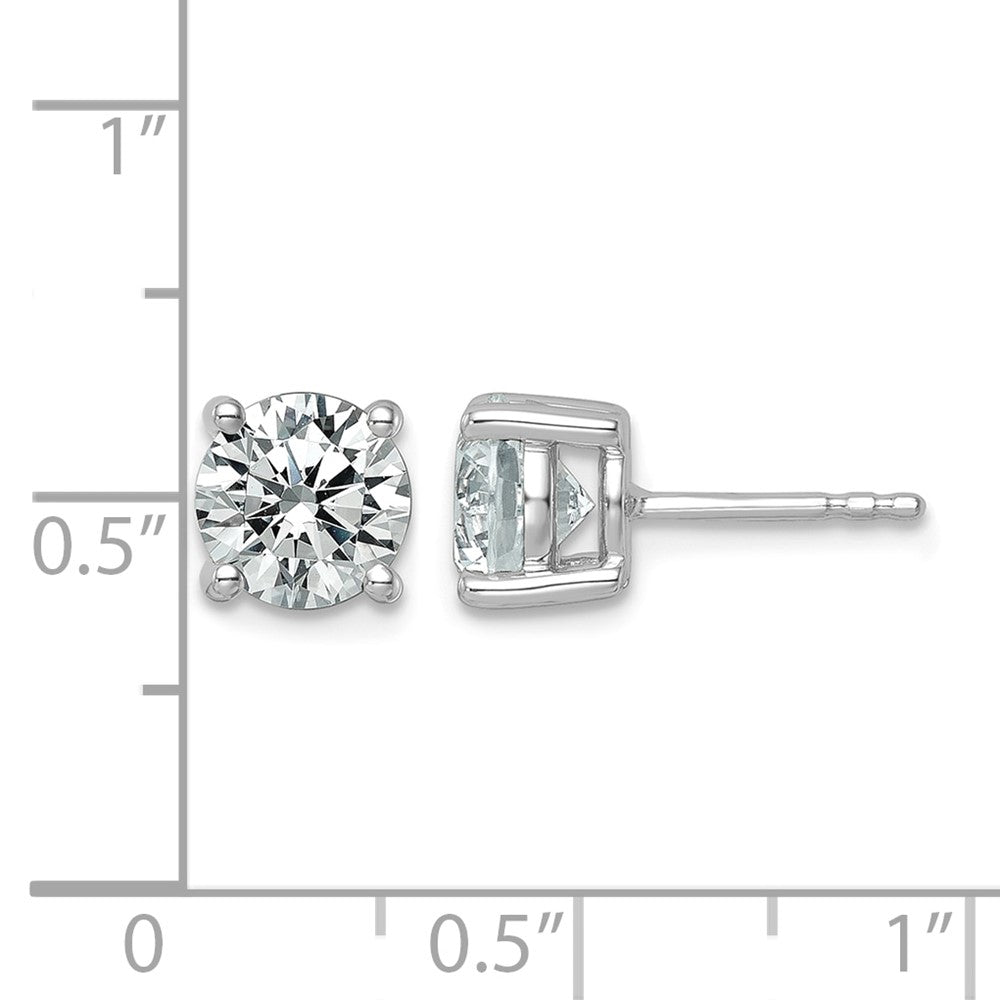 14K Weißgold Ohrstecker mit 2,5K zertifiziertem im Labor gezüchtetem Diamant, VS/SI+, G+, rund, komplette Vierzacken-Fassung, leichtgewichtig