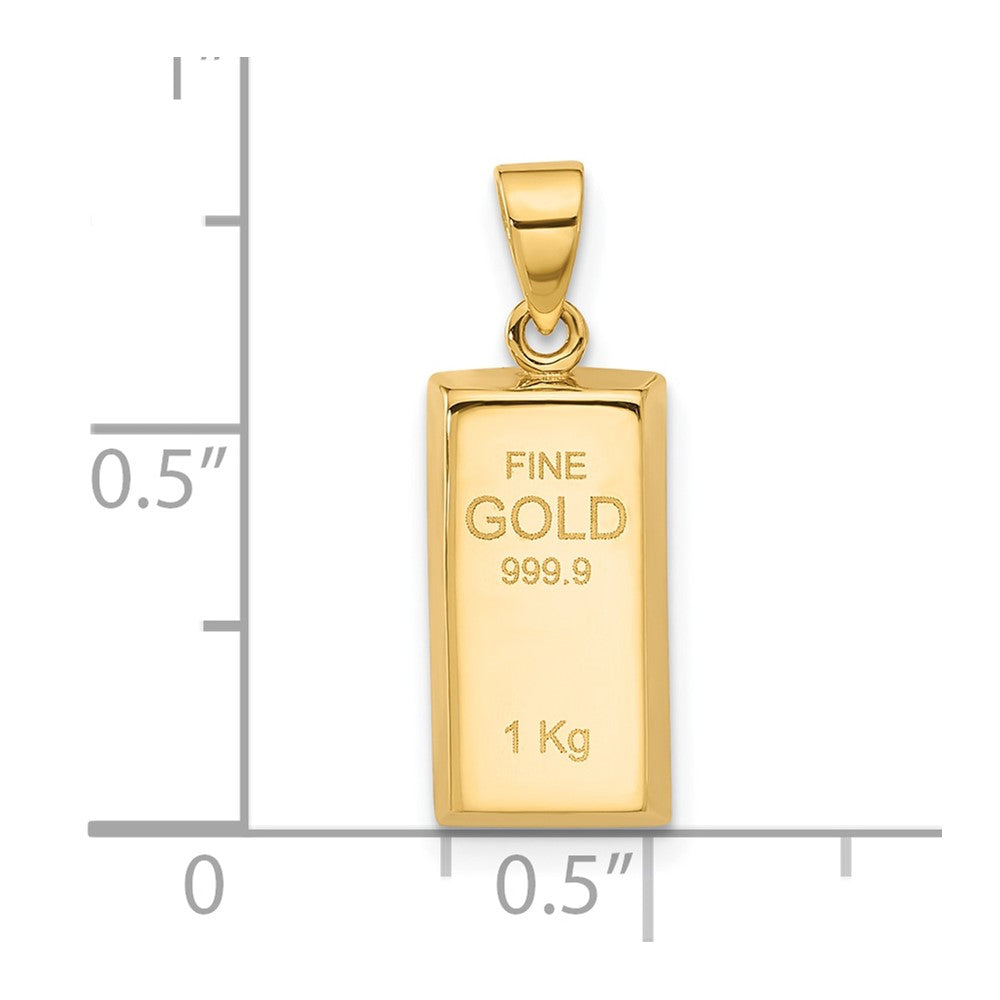 14K Gelbgold Polierter Feingold-Barren-Anhänger